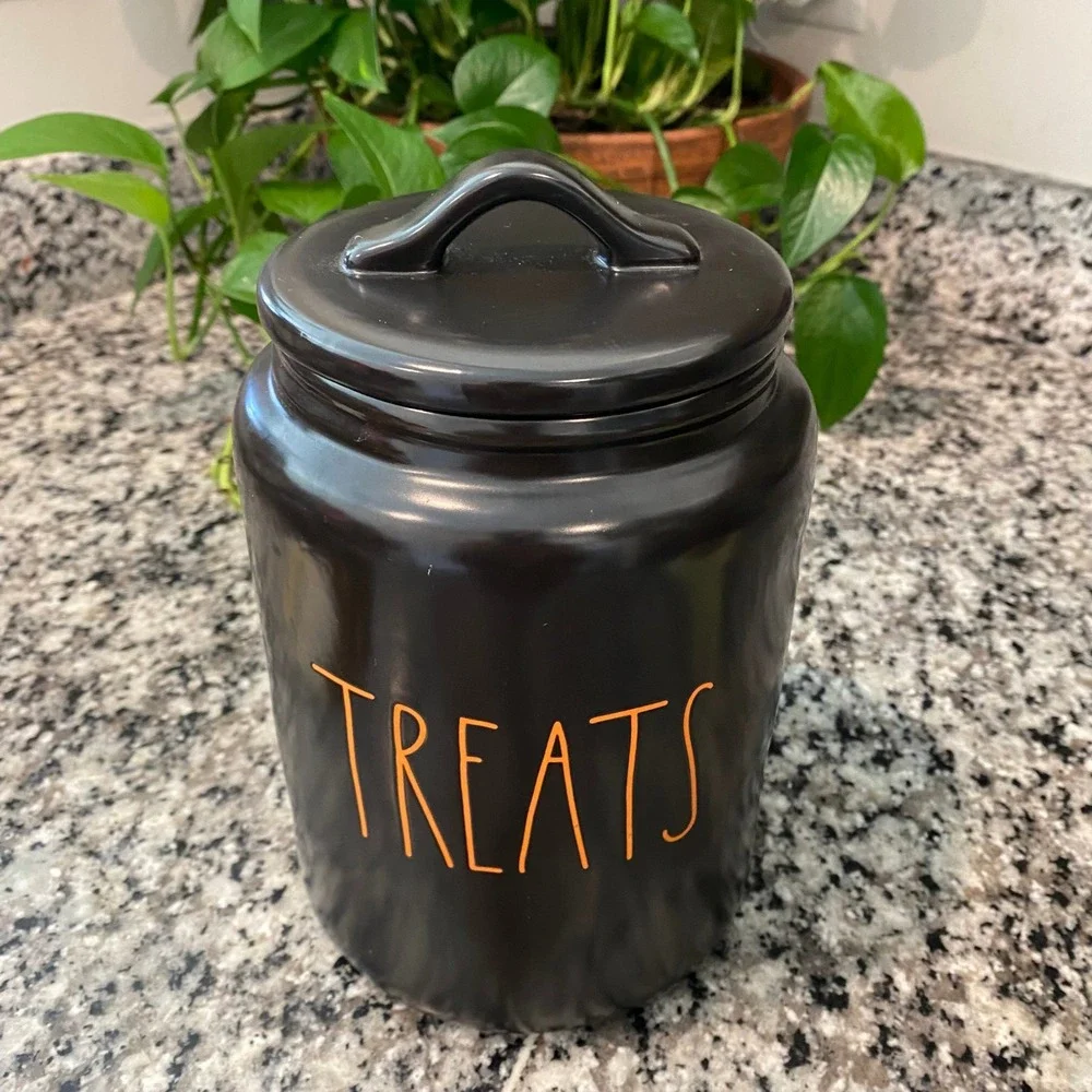Rae Dunn Treats Jar Canister Black with Lid - Halloween Candy